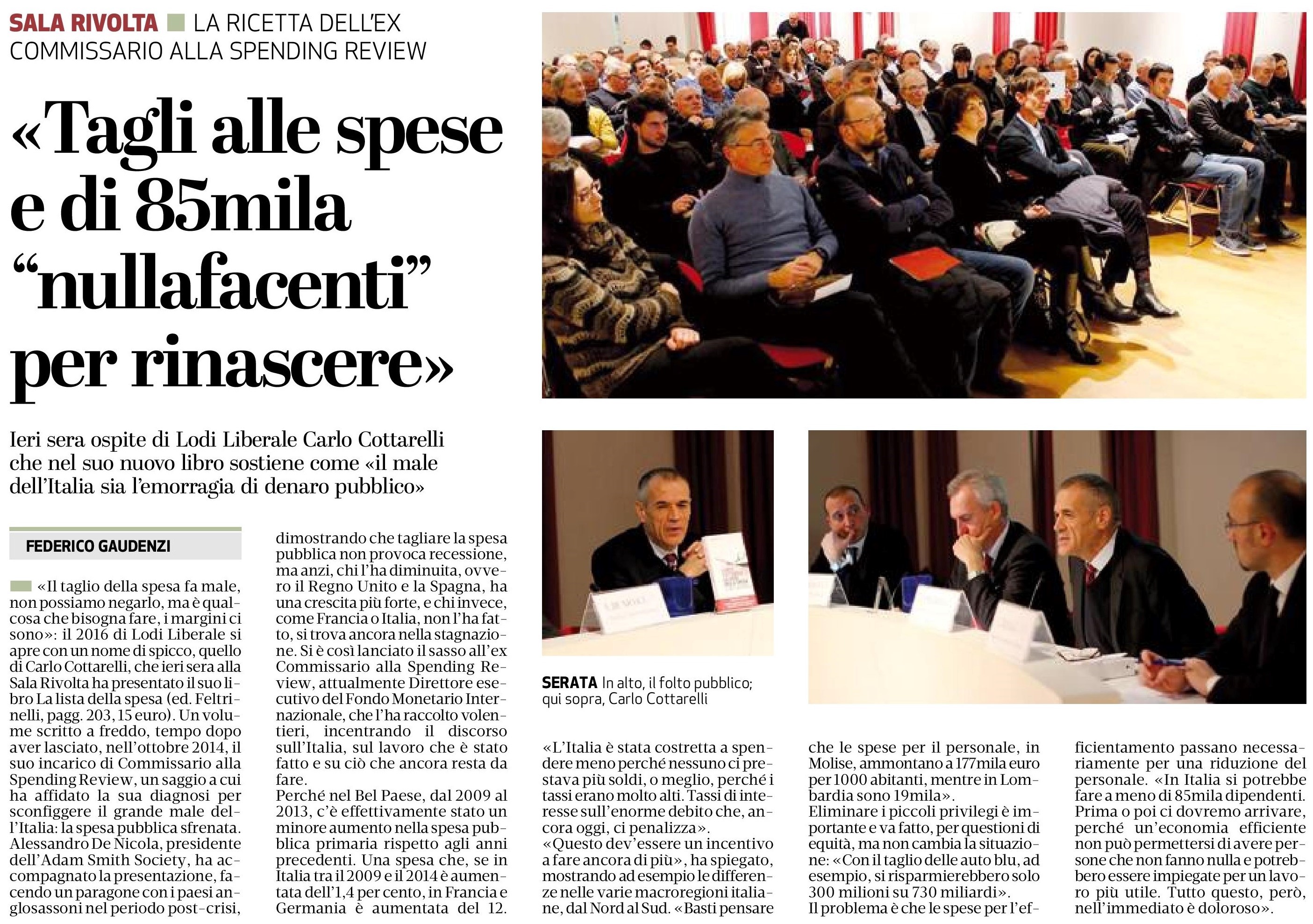 Associazione Lodi Liberale - Presentazione del libro "La lista della spesa" di Carlo Cottarelli