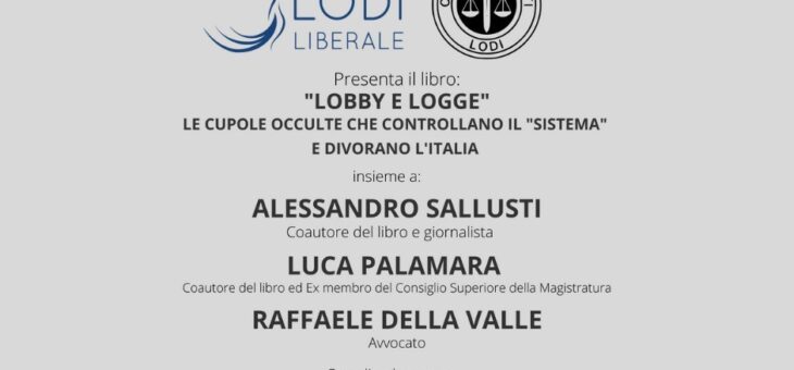 Martedì 29 marzo presentazione del libro: “LOBBY E LOGGE”